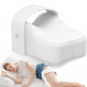 Memory Foam Knee Pillow Side Sleepers Ergonomic White Leg Support Pillow